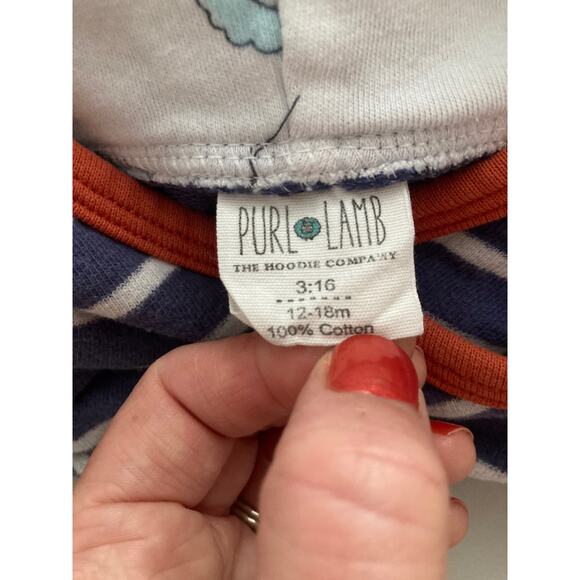 Purl Lamb The Hoody Company Striped Pullover Hoodie, Size 12-18M - Picture 5 of 6